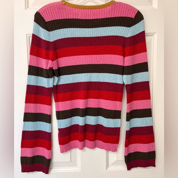 BLANKNYC Multi-Stripe Metallic Ribbed Sweater M - Picture 7 of 10